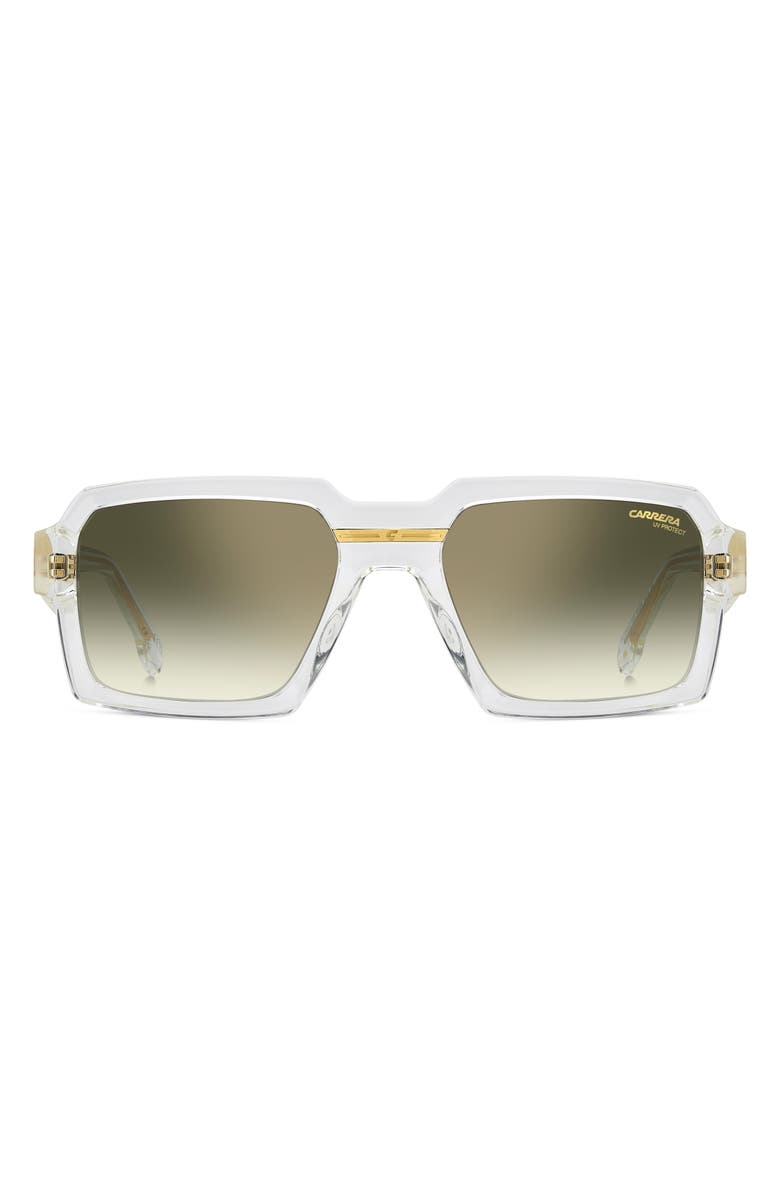 Carrera Eyewear Victory C 55mm Rectangular Sunglasses, Main, color, Crystal Gold/ Green