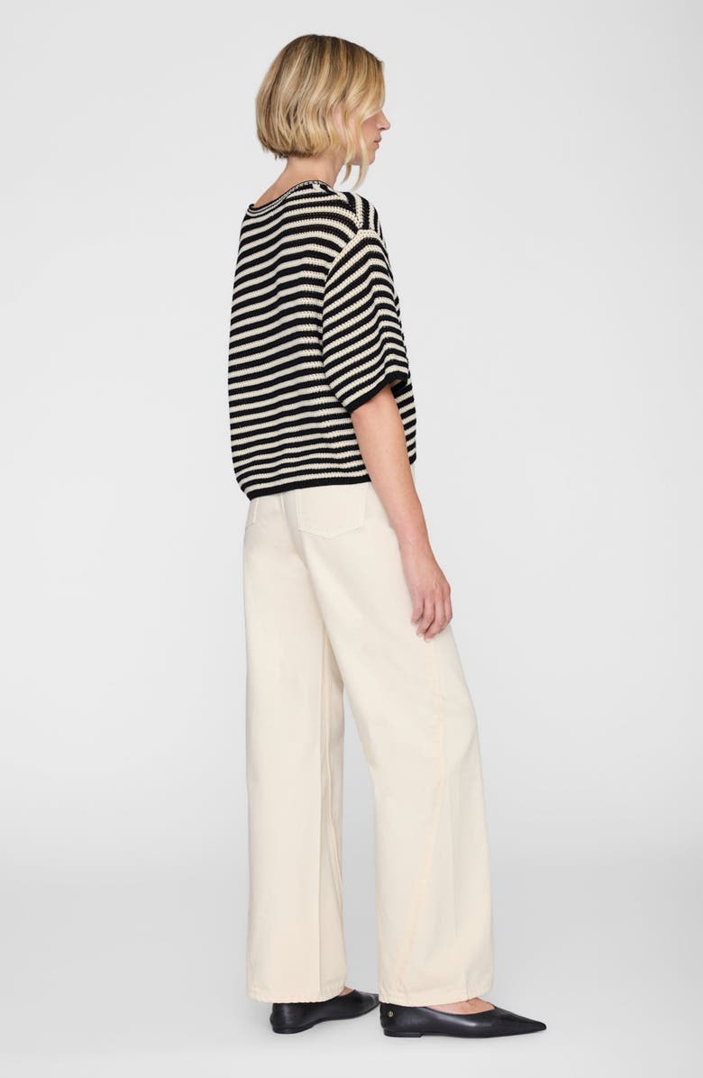 ANINE BING Theo Sweater, Alternate, color, Black And Ivory Stripe