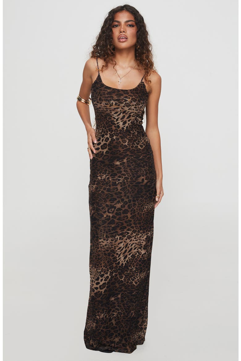 Knox Leopard Maxi Cocktail Slipdress, Alternate, color, LEOPARD