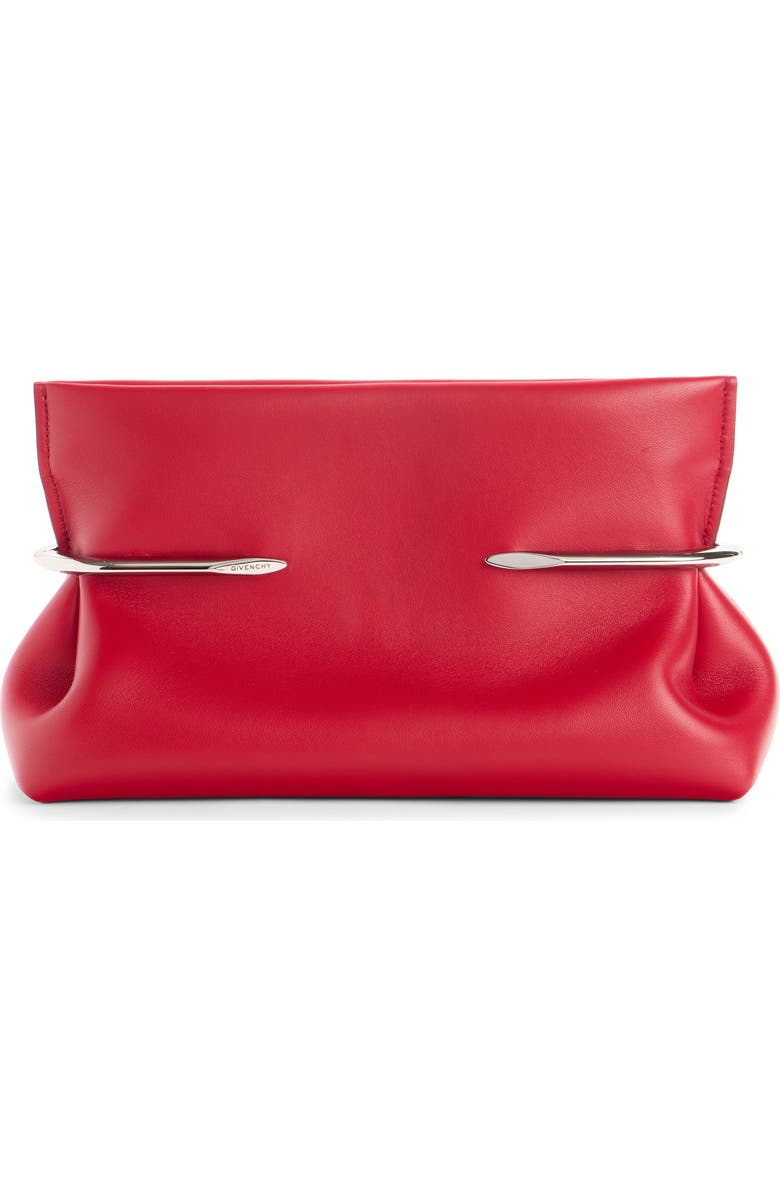 Givenchy Pinch Soft Leather Clutch, Main, color, Equestrian Red