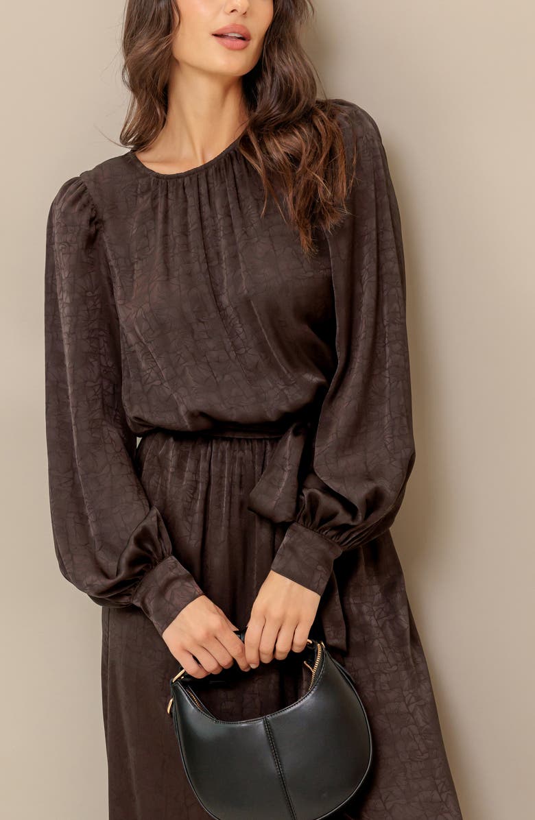 FLYING TOMATO Woven Long Sleeve Jumpsuit, Alternate, color, Brown