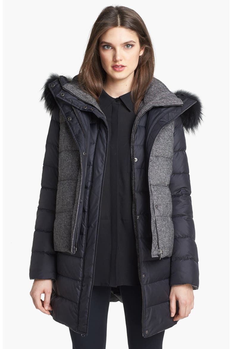 6-in-1 Reversible Quilted Jacket & Vest with Genuine Fox Fur Trim, Alternate, color, BLACK