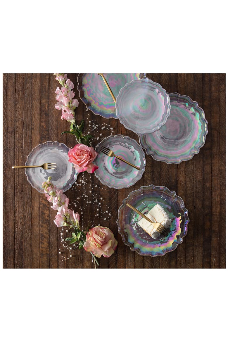 Lorelei Set of 4 Iridescent Charger Plates, Alternate, color, CLEAR