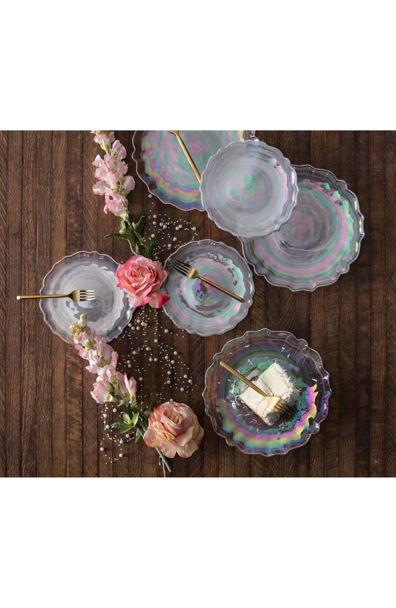 Fortessa Lorelei Set of 4 Iridescent Charger Plates, Alternate, color, Clear