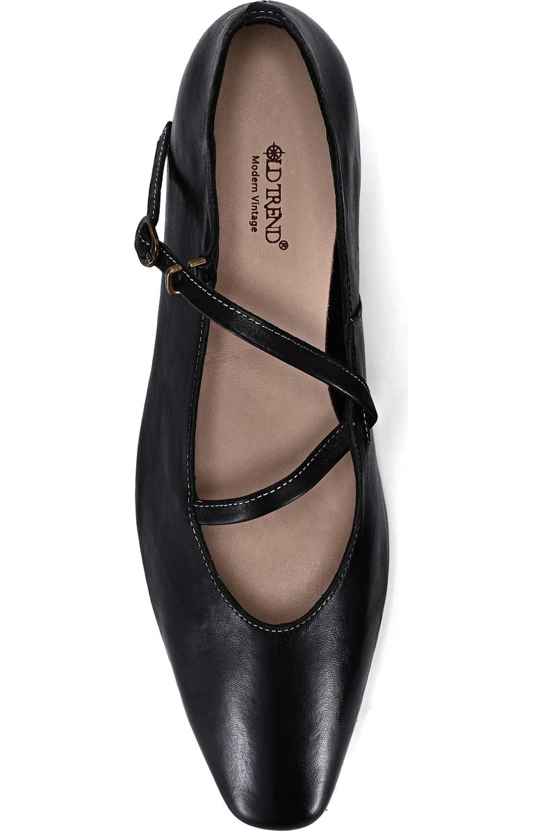 OLD TREND Ribbon Genuine Leather Elegant Strap Mary Jane Heel, Alternate, color, Black
