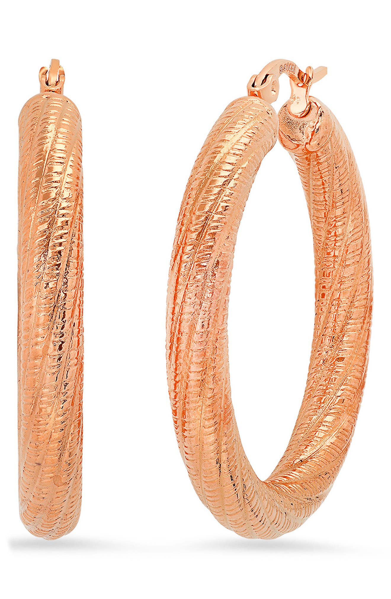 HMY JEWELRY 40mm Textured Hoop Earrings