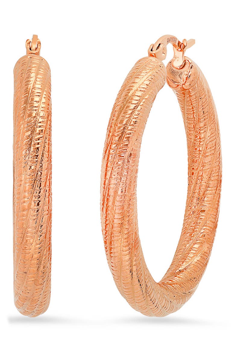 40mm Textured Hoop Earrings, Main, color, ROSE