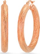HMY JEWELRY 40mm Textured Hoop Earrings