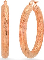 HMY JEWELRY 40mm Textured Hoop Earrings