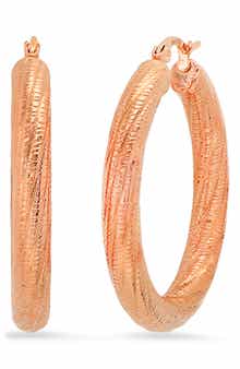 HMY JEWELRY 40mm Textured Hoop Earrings