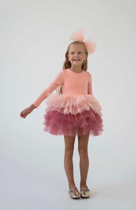 Dusty Long Sleeve Fluffy Tutu Dress (Baby)