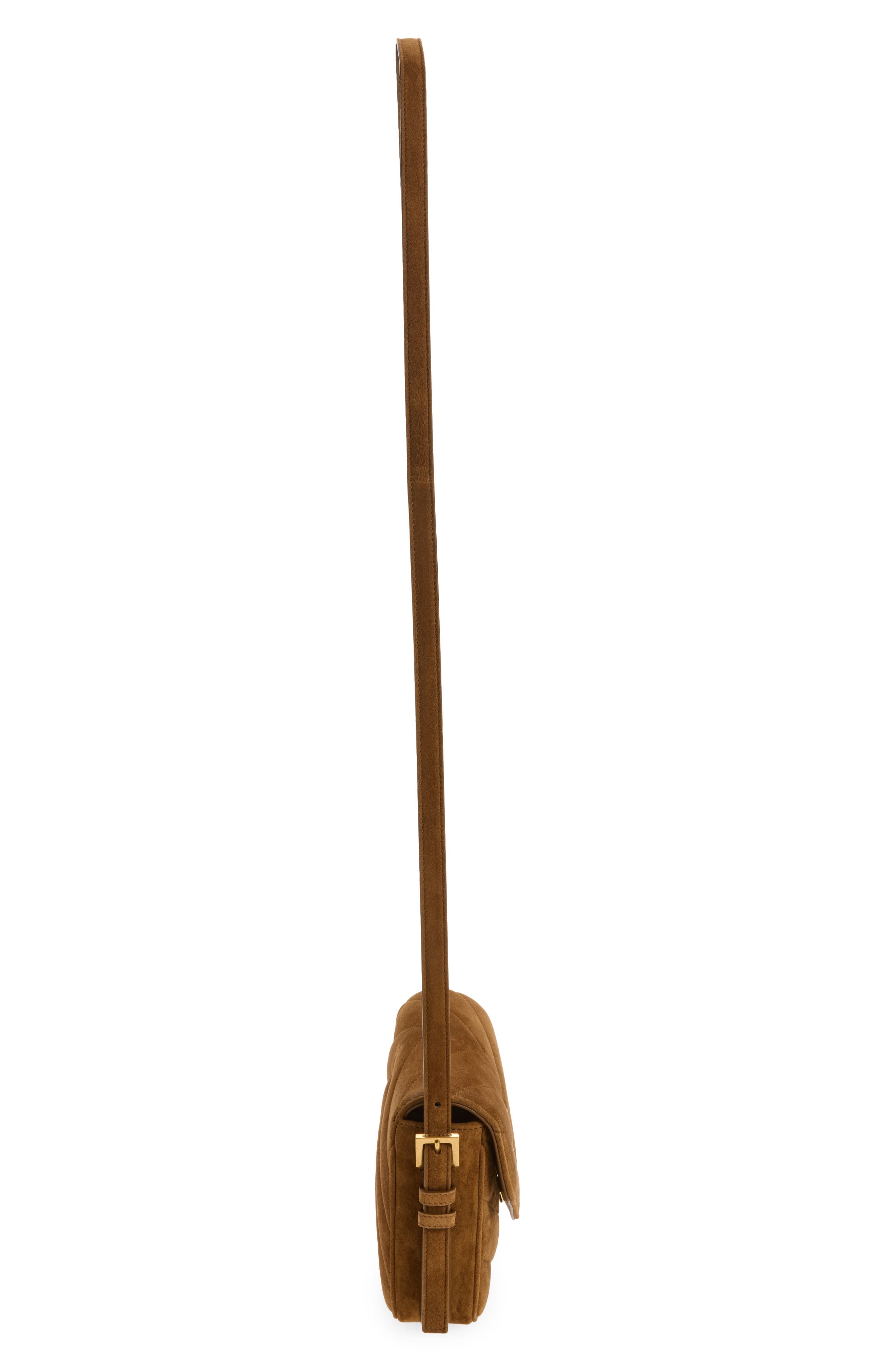 Toy Loulou Matelassé Suede Crossbody Bag, Alternate, color, CARAMEL COGNAC