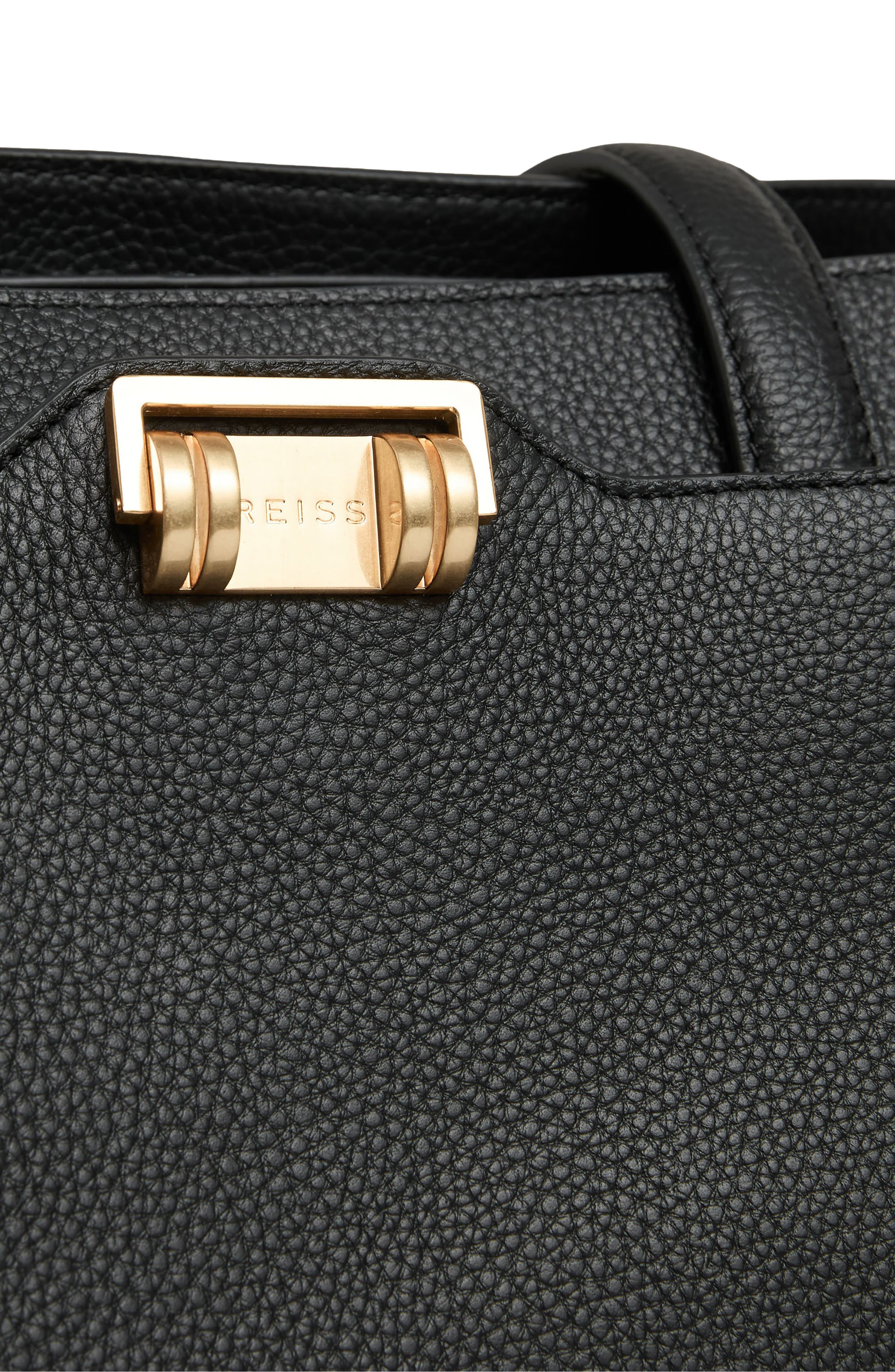 Reiss Delphine Leather Tote, Alternate, color, Black