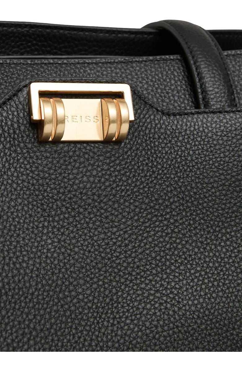 Reiss Delphine Leather Tote, Alternate, color, Black