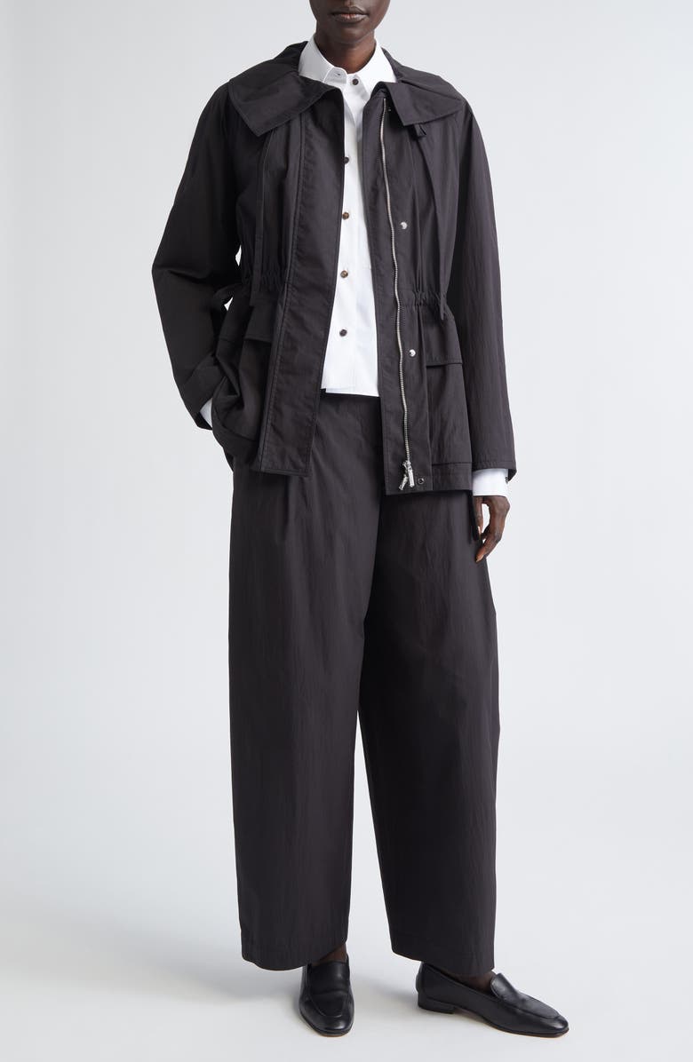 Lafayette 148 New York Oversize Cotton & Nylon Funnel Neck Jacket, Alternate, color, Black