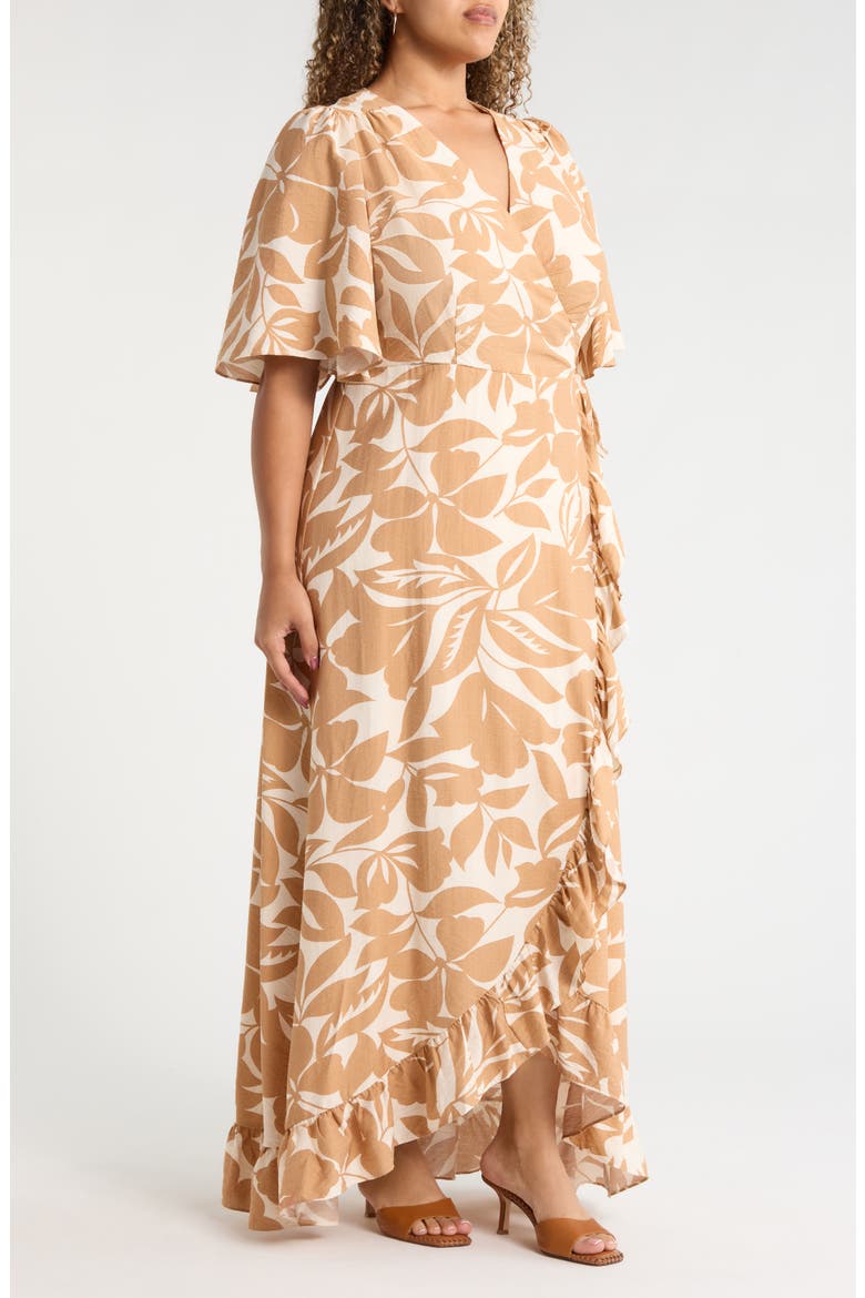 Ruffle Wrap Dress, Alternate, color, OATMEAL