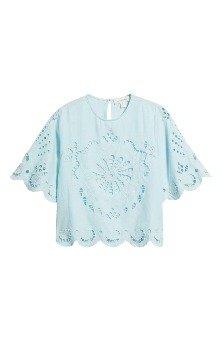Treasure & Bond Eyelet Cotton Blend Top, Alternate, color, Blue Glow
