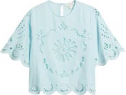 Treasure & Bond Eyelet Cotton Blend Top