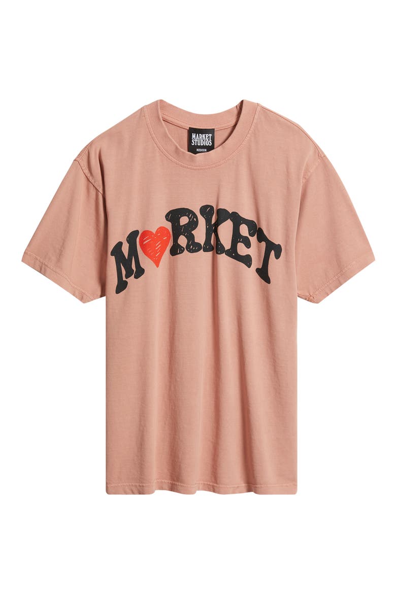 Heart Arc Cotton Graphic T-Shirt, Alternate, color, SALMON