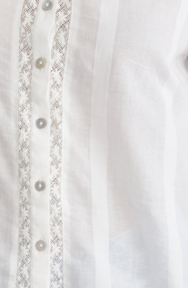 LoveShackFancy Ronda Lace Inset Cotton Blouse, Alternate, color, Antique White