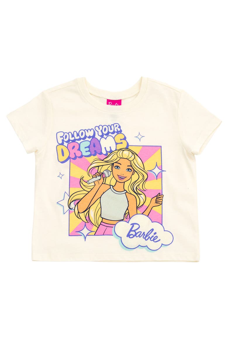 Barbie T-Shirt & Mesh Shorts Set, Alternate, color, White / Pink