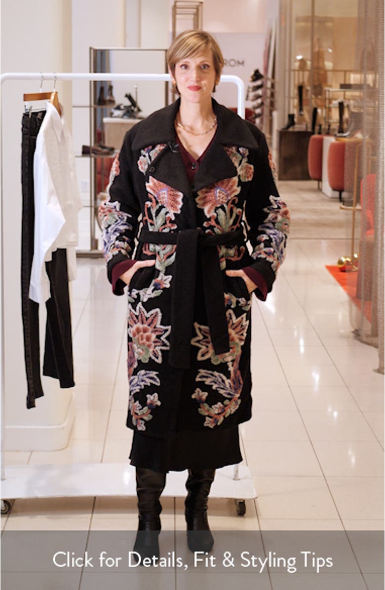 Marvelous Garden Embroidered Floral Fleece Coat, sales video thumbnail