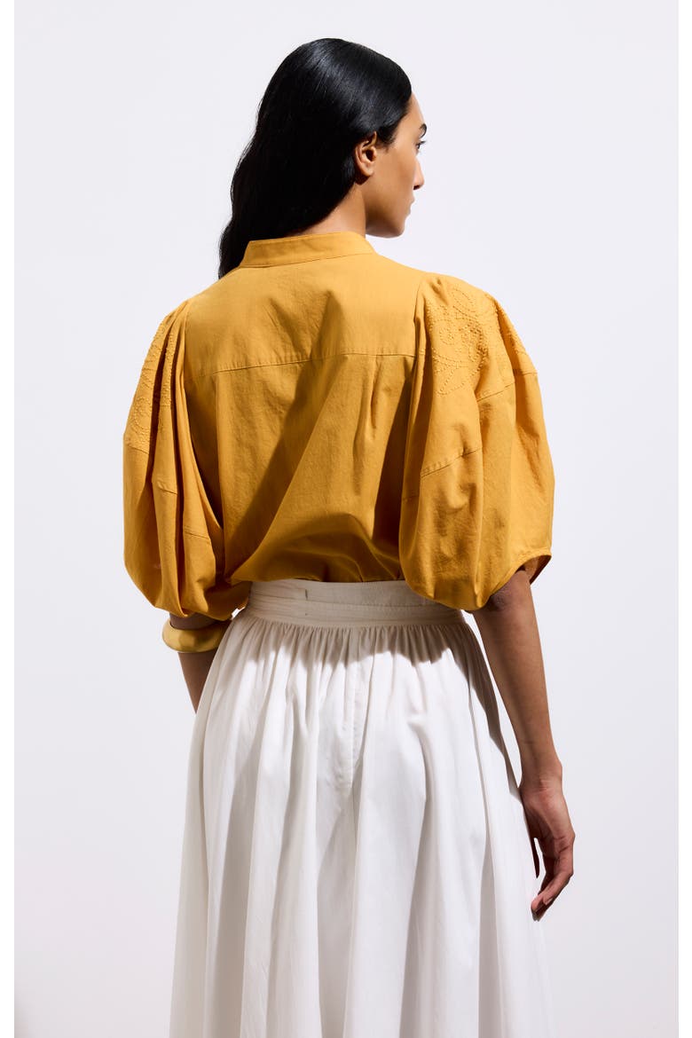 Short-sleeve Round-neck Blouse, Alternate, color, Jaune D'or
