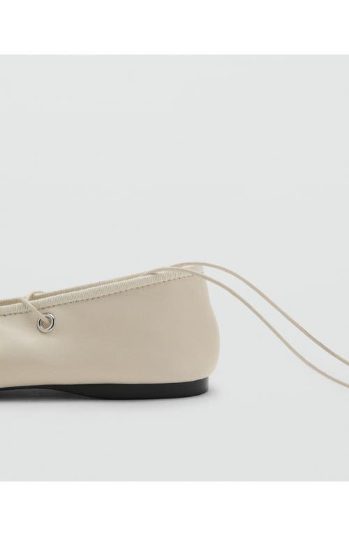Mango Ankle Wrap Ballet Flat In White