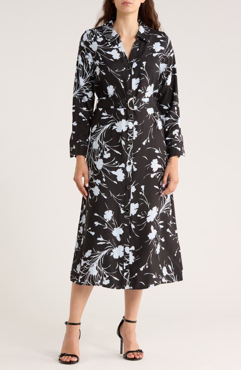 Floral Long Sleeve Maxi Shirtdress