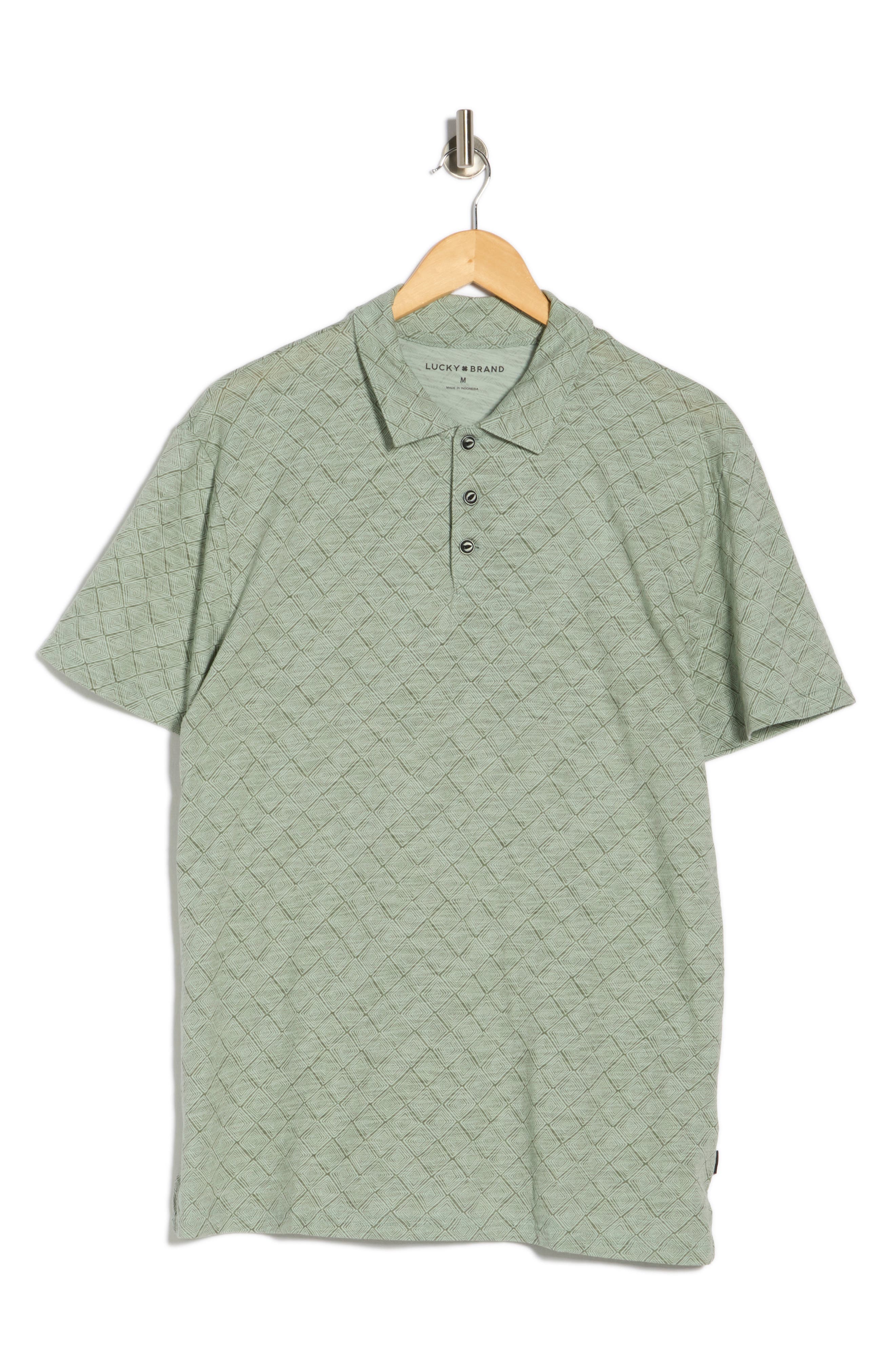 Lucky Brand Geo Print Slubbed Cotton Polo