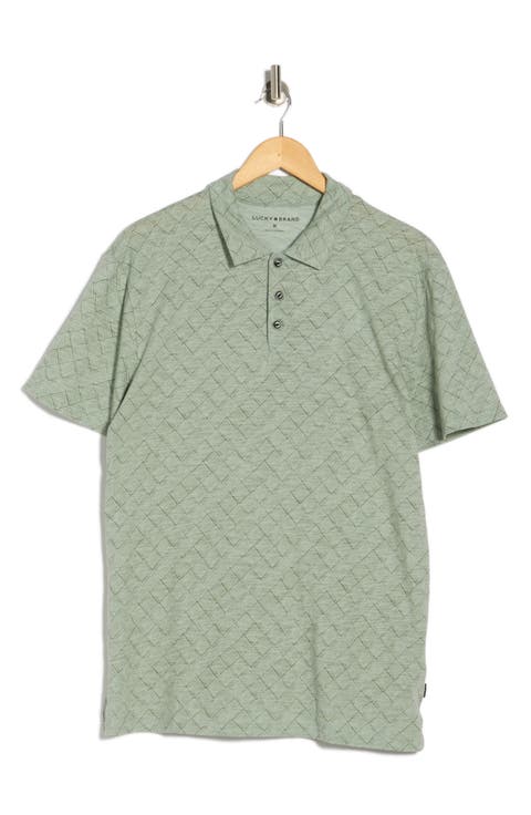 Geo Print Slubbed Cotton Polo