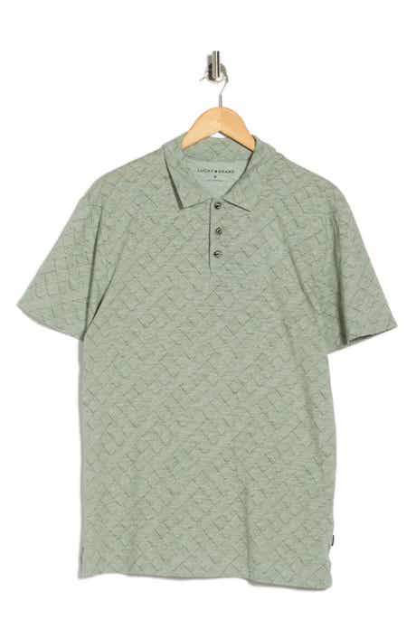 Lucky Brand Geo Print Slubbed Cotton Polo