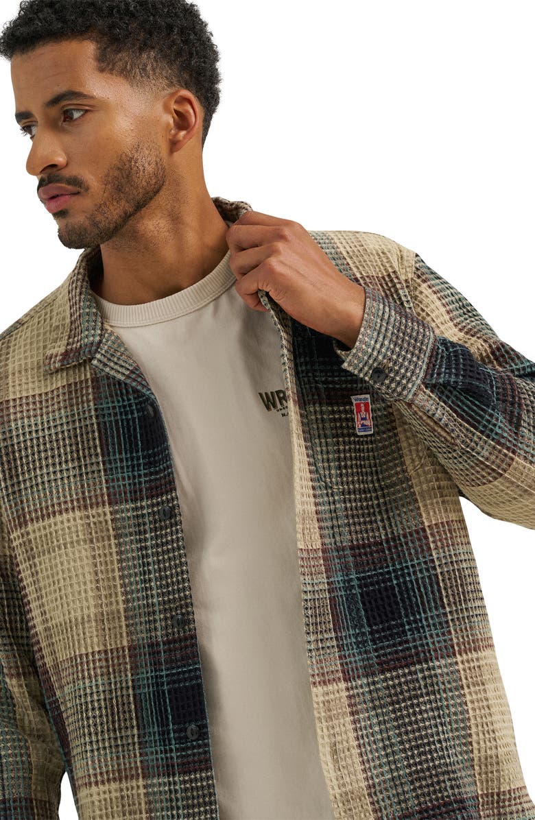 Wrangler Casey Jones Thermal Long Sleeve Camp Shirt, Alternate, color, Electric Teal