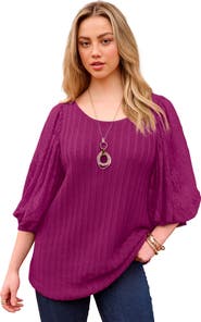 Roaman's Lace Sleeve Sweater