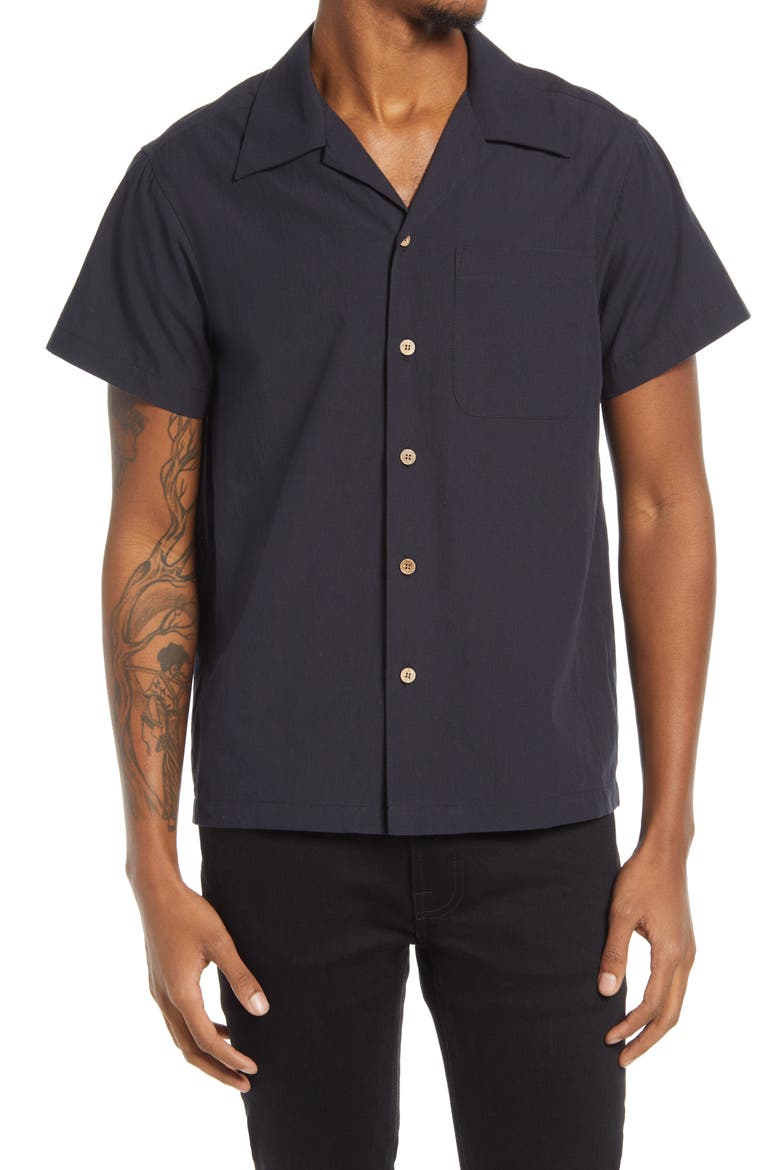 Naked & Famous Aloha Camp Shirt, Main, color, WASHED CHAMBRAY - BLACK