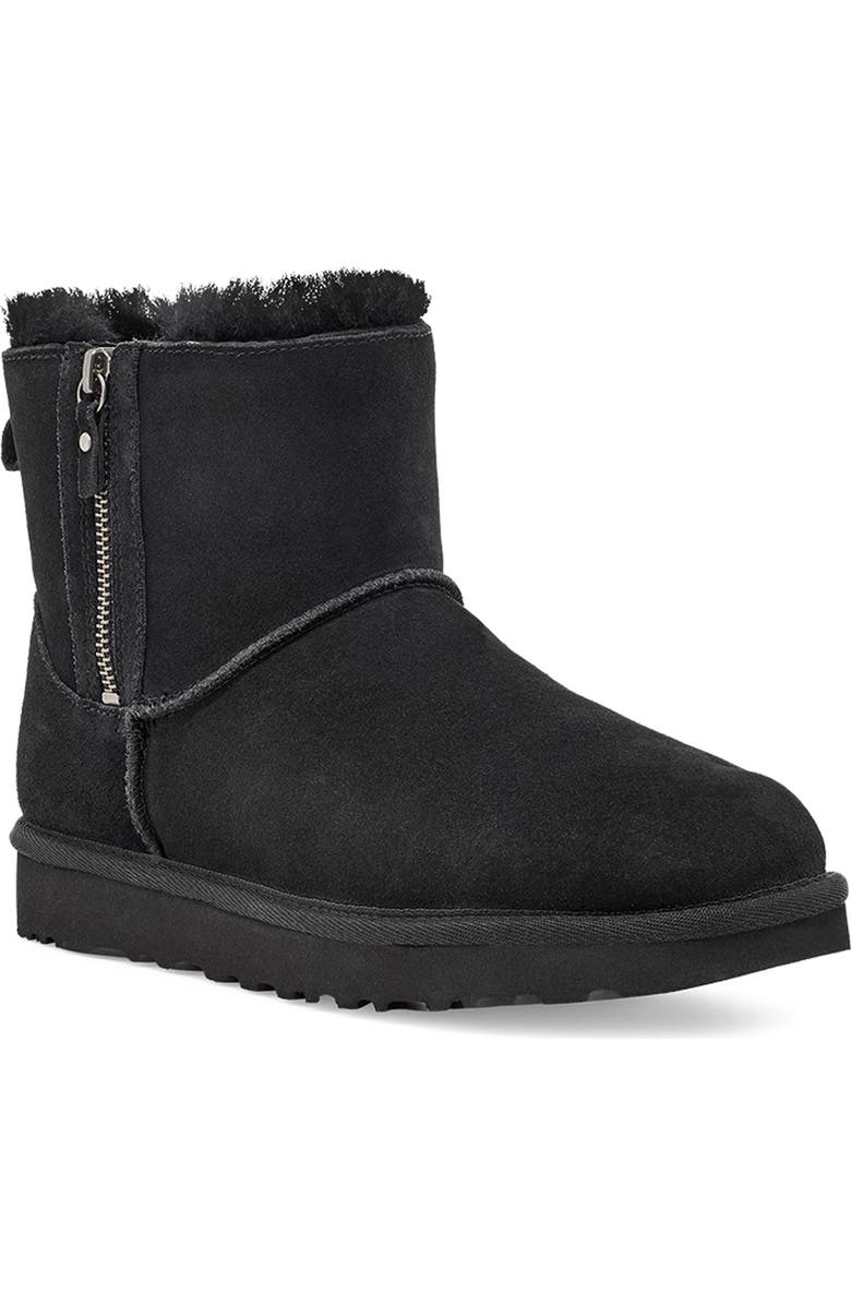 UGG<sup>®</sup> Classic Suede Mini Double Zip Genuine Shearling Boot, Main, color,
