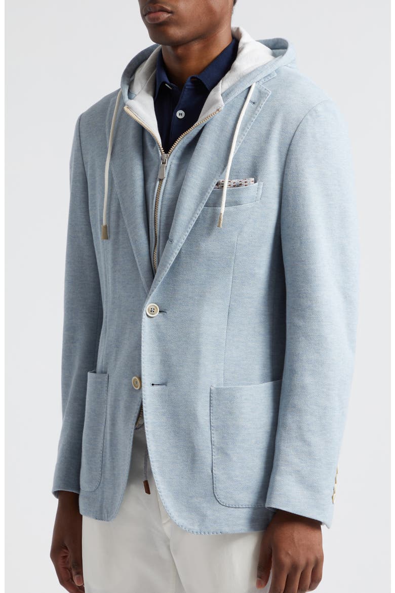 Cotton & Cashmere Twill Blazer with Removable Hooded Bib, Alternate, color, BABY BLUE