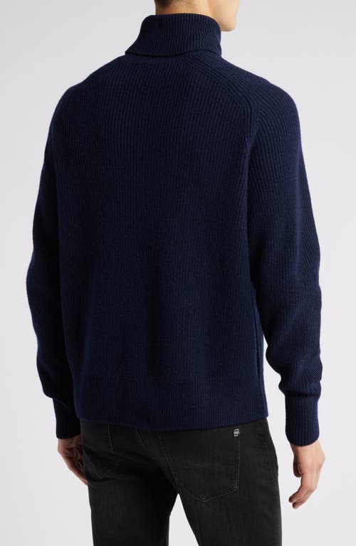 Hugo Boss Boss Evento Recycled Wool Turtleneck Sweater In Dark Blue