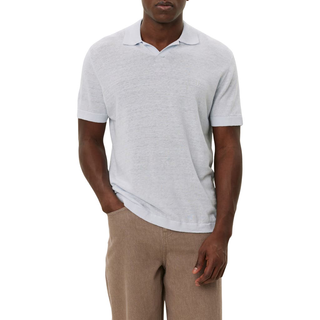 Les Deux Emmanuel Linen & Cotton Polo Sweater In Xenon Blue