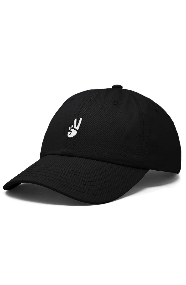 Dalix Peace Sign Embroidered Dad Hat, Alternate, color, Black