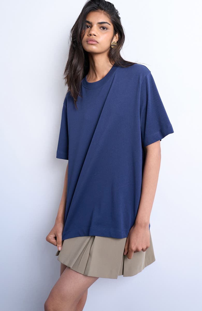 Topshop Relaxed Fit Cotton T-Shirt, Main, color, Navy