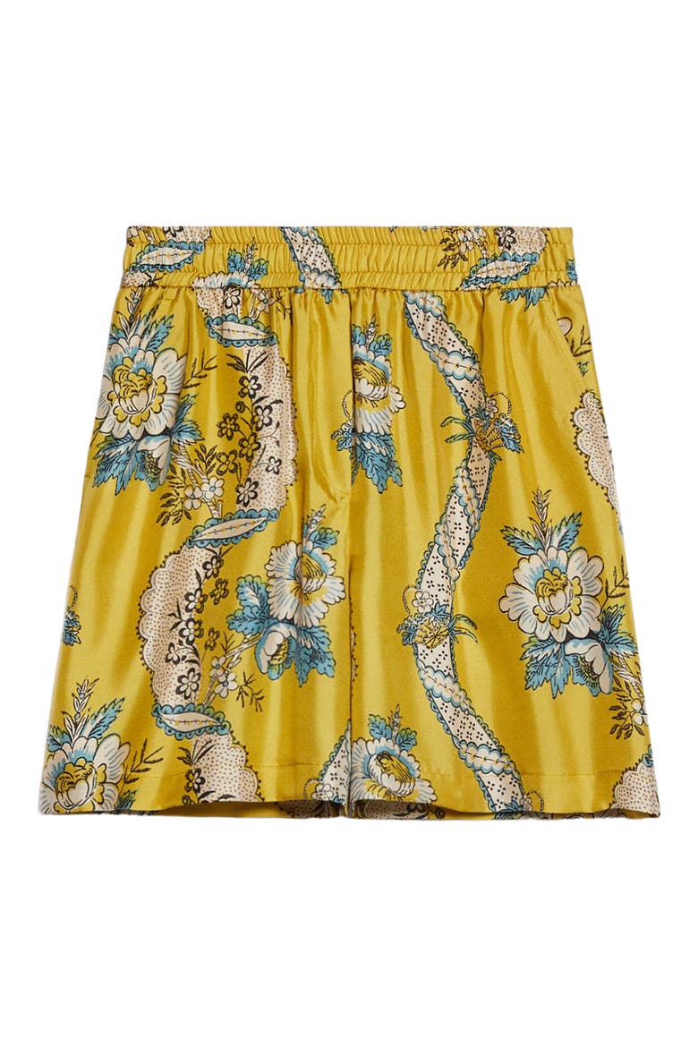 Tracia Floral Silk Shorts, Alternate, color, YELLOW