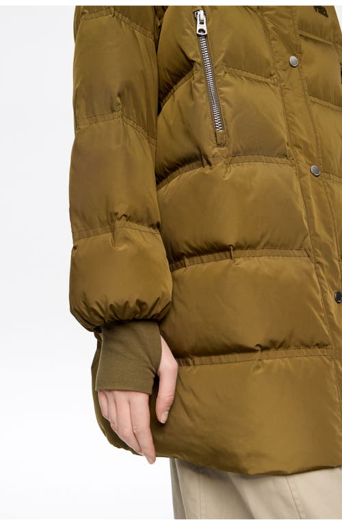 Bimba Y Lola Midi Length Fur Hooded Down Jacket In Green