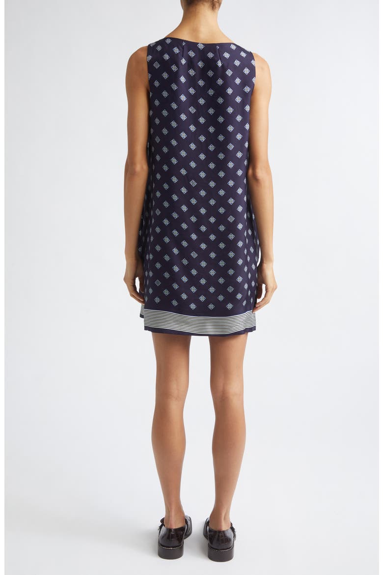 Foyer Diamond Print Silk Minidress, Alternate, color, NAVY BLUE