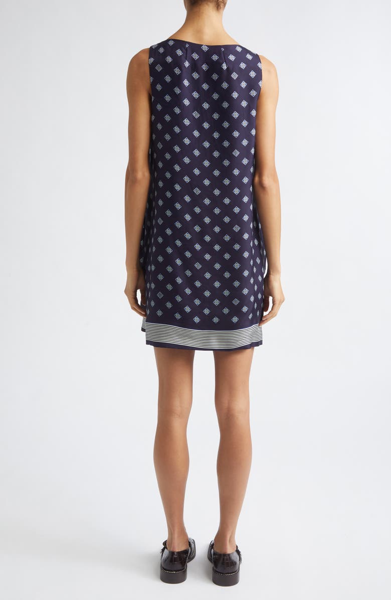 Bode Foyer Diamond Print Silk Minidress, Alternate, color, Navy Blue