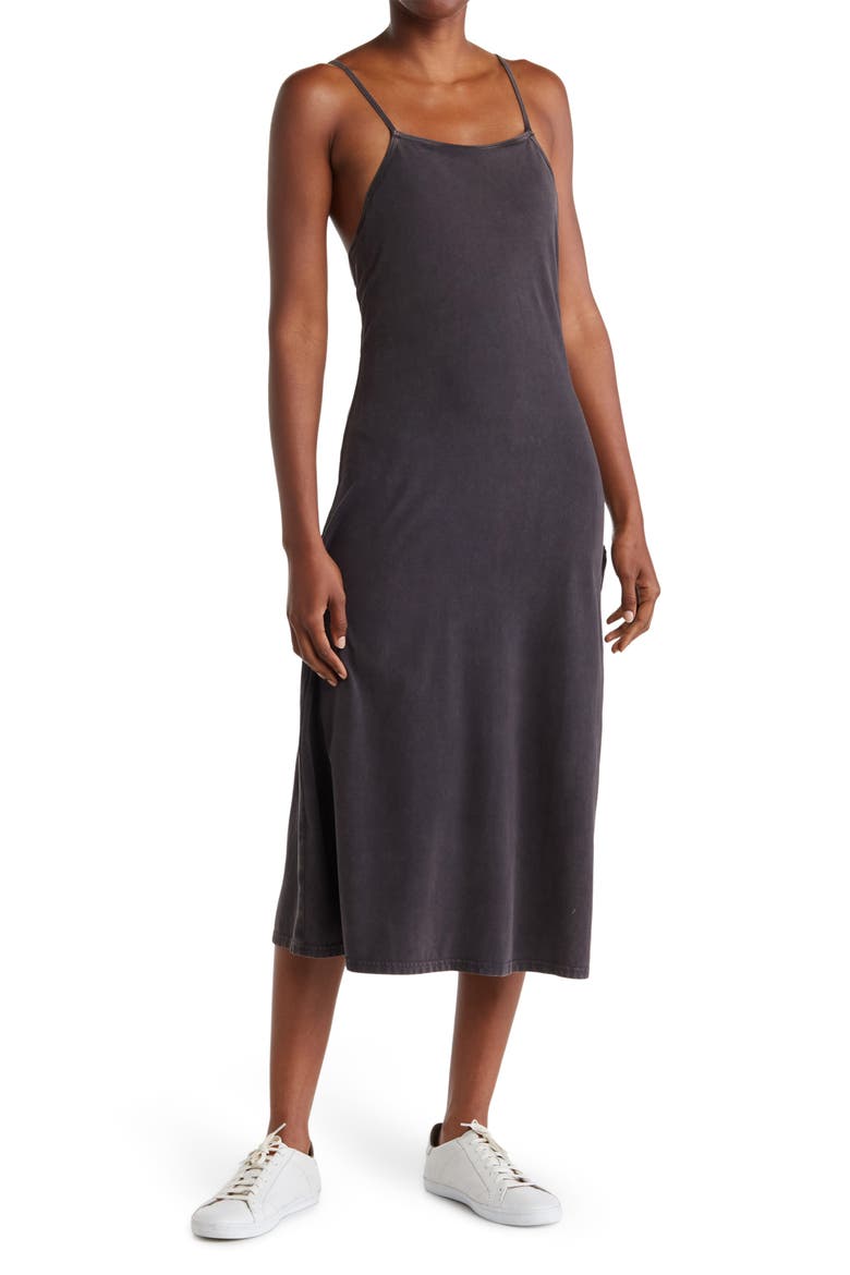 Hot Shot Stretch Cotton Tank Dress, Main, color, BLACK
