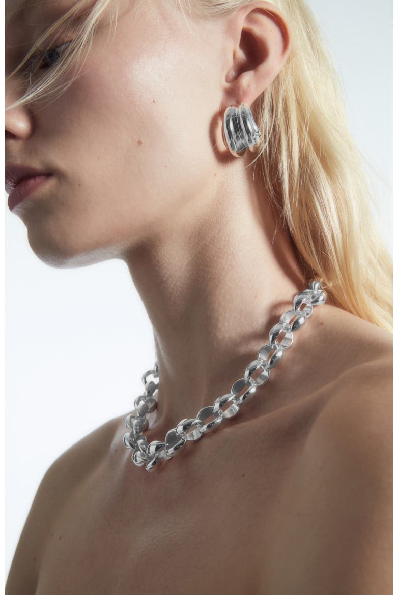 Chunky Chain Necklace, Alternate, color, METAL LIGHT