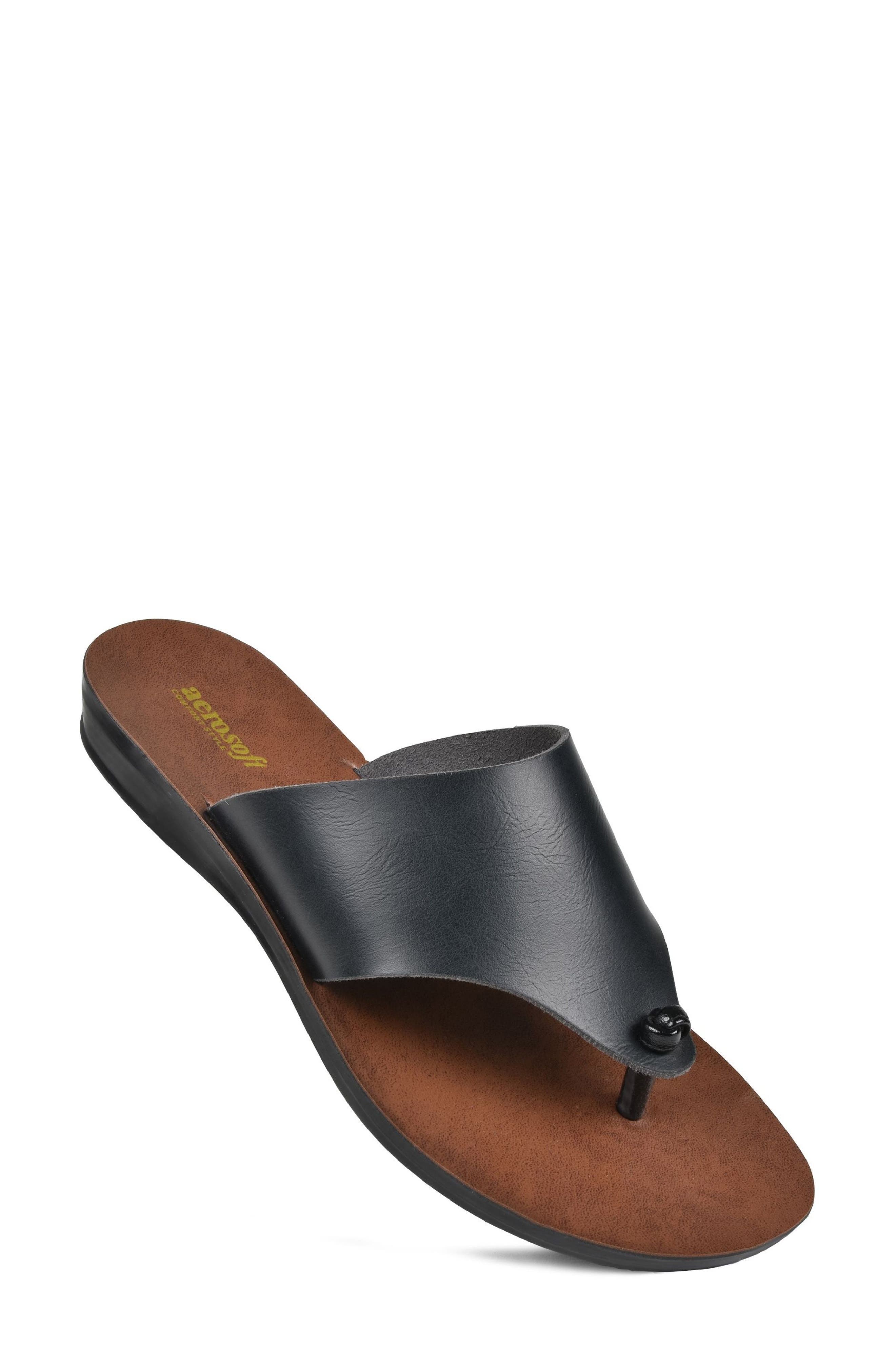 AEROSOFT Vintage Arch Thong Sandal, Alternate, color, Black