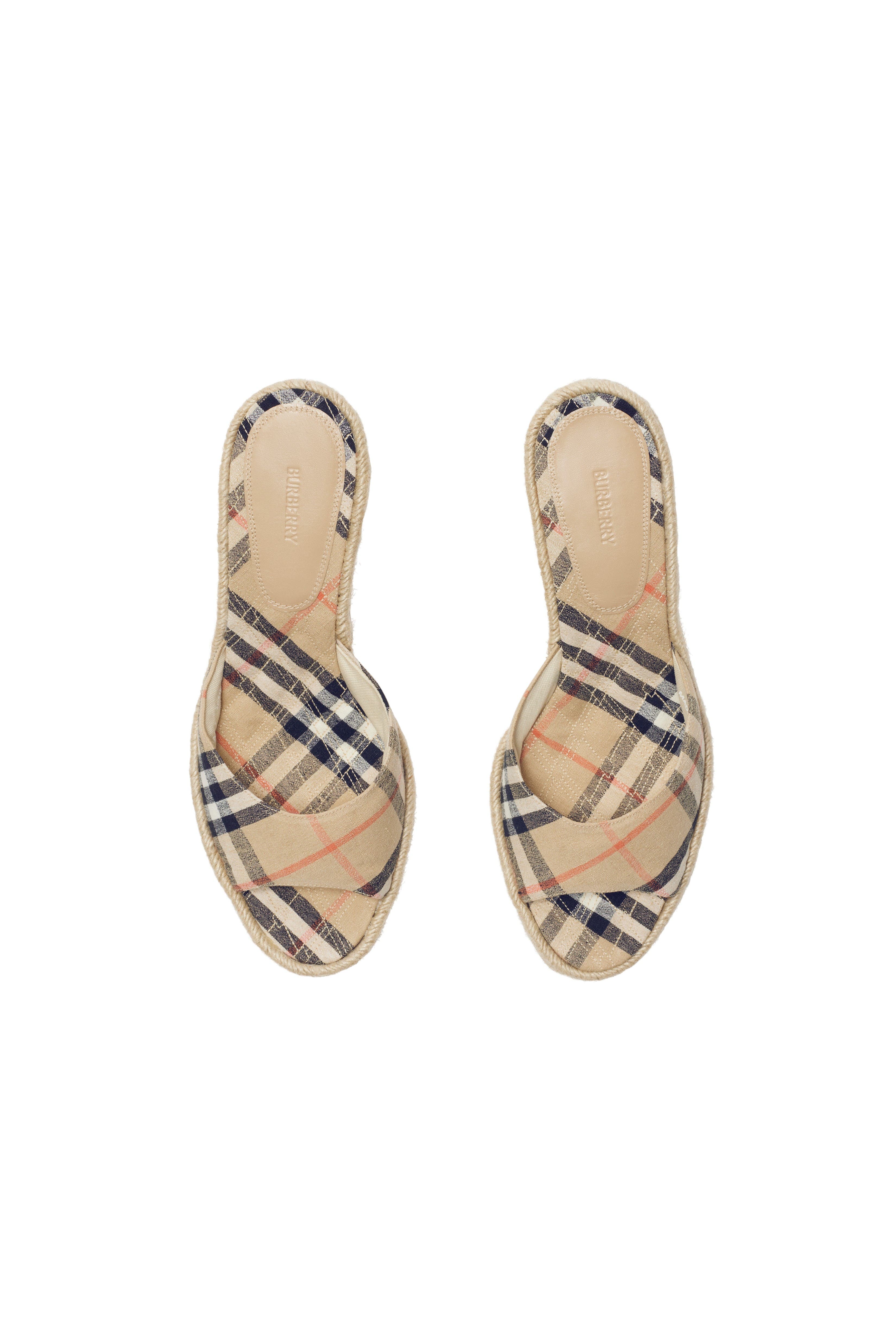 Burberry Check Mews Espadrille Mules, Alternate, color, Sand