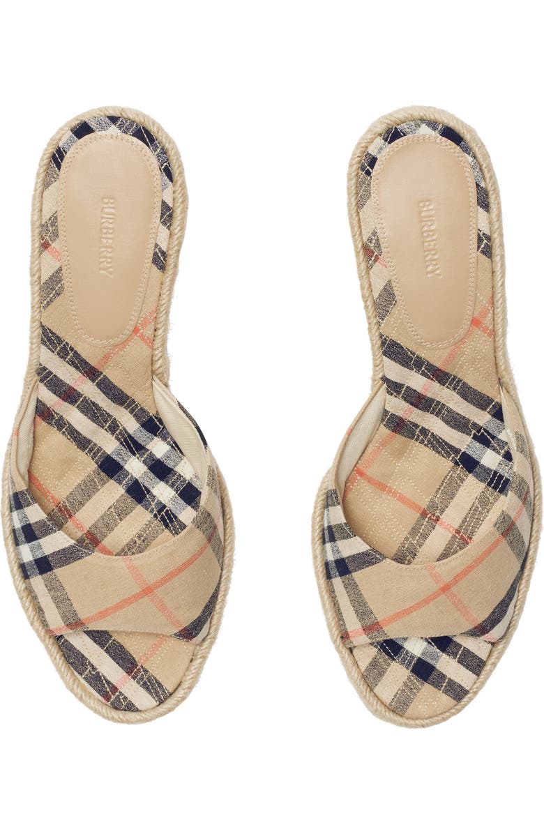 Burberry Check Mews Espadrille Mules, Alternate, color, Sand